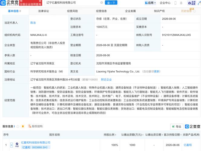 亿嘉和新设子公司,含ai及机器人业务